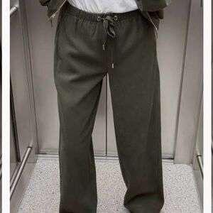 Zara Dark Green Wide-Leg Pants